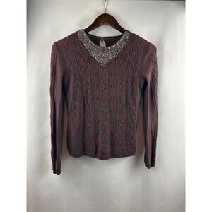 Women’s Vintage Valentino Brown Virgin Wool Sweater Size M